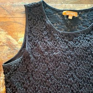 Ellen Tracy lace tank top black floral